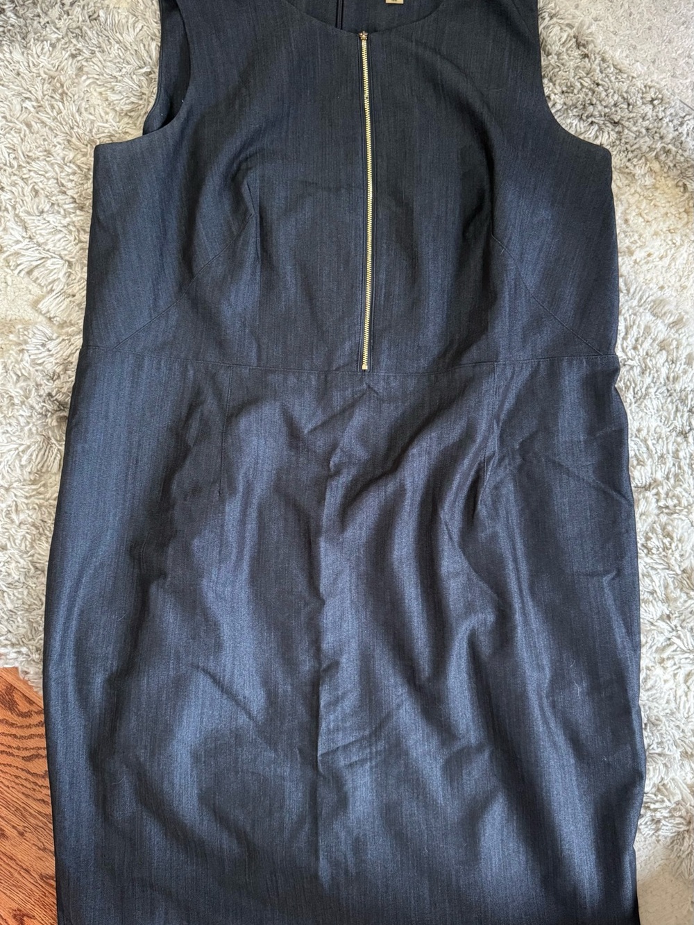 Calvin Klein Dark blue/gray Sheath Dress with Gold Zip Pull